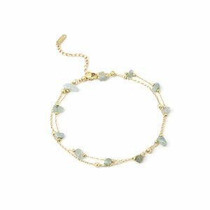 18K Gold Natural Jade Stone Anklet